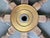 Vintage Wooden Ships Wheel With Brass Hub For Sale - Image 4 of 5