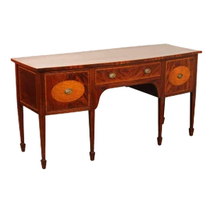 Antique English Federal Inlaid Mahogany Bowfront Sideboard