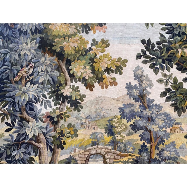 Aubusson Tapestry With Mountain Landscape and Bird For Sale - Image 4 of 9
