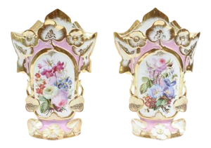 Old Paris Porcelain Pieces / Vases - a Pair