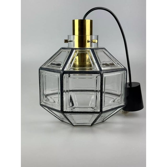 Space Age Ceiling Lamp in Glass & Brass from Glashütte Limburg Germany, 1970s For Sale - Image 11 of 18