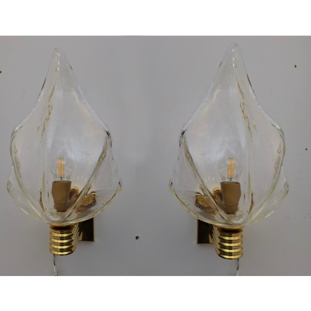 Murano Glass Wall Light with Brass Frame from La Murrina, 1980s, Set of 2 For Sale - Image 12 of 12