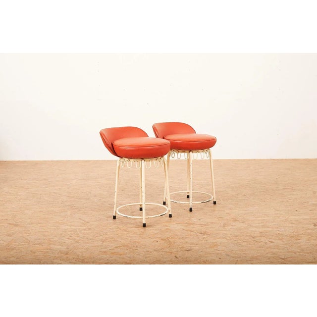 Set of White Tubular Steel Bar Chairs For Sale - Image 5 of 15