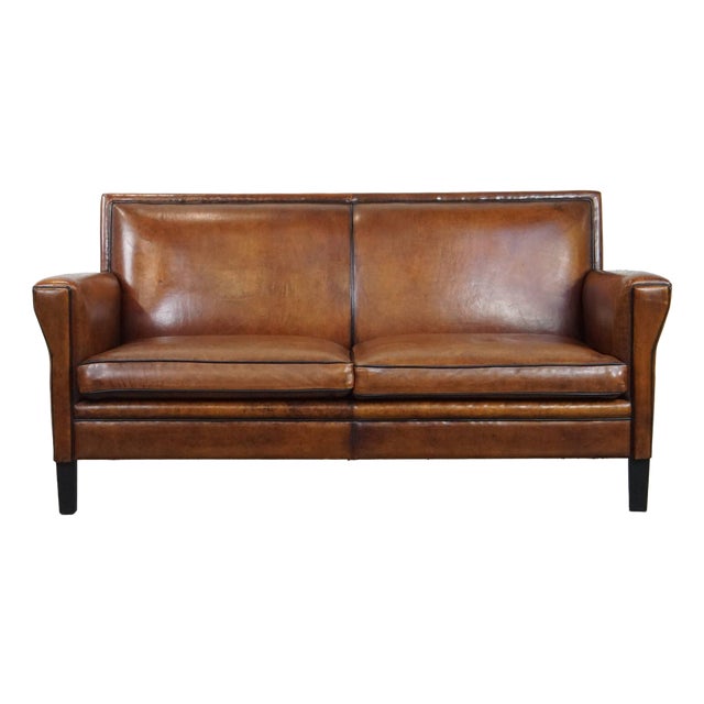 Art Deco Two-Seater Sofa in Sheepskin For Sale