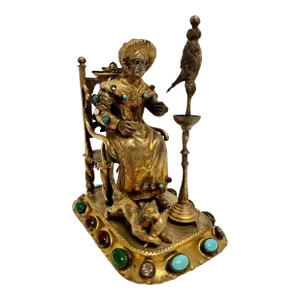 Late 19th Century Victorian Gem Set Gold Washed Figurine