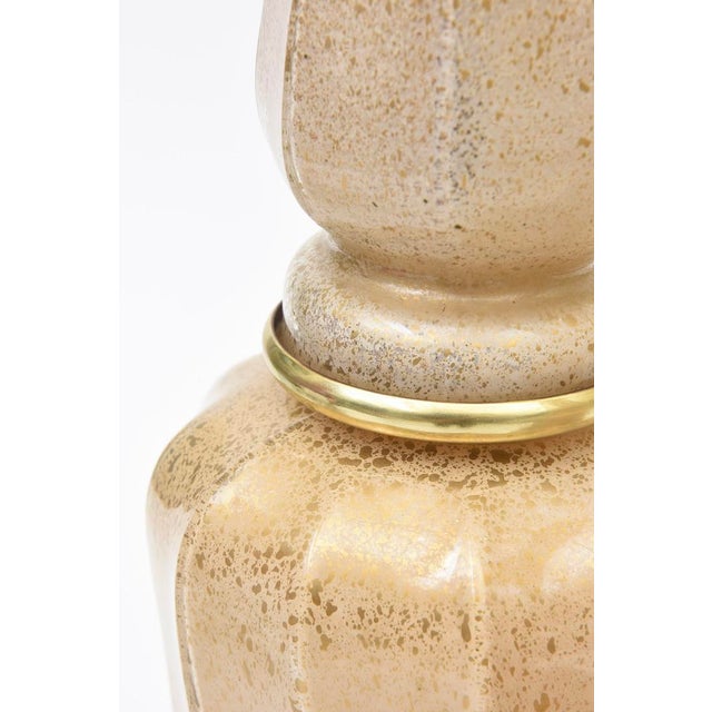Metal Vintage Maison Bagues Glass Table Lamps With Gold Inclusions and Brass, Pair Of, 1940's For Sale - Image 7 of 13