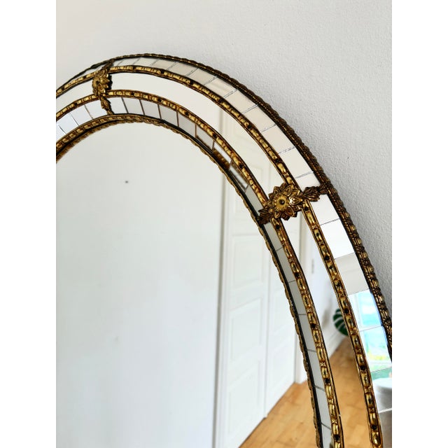 Hollywood Regency Vintage Spanish Venetian-Style Wall Mirror, Oval, Brass, 1980s Hollywood Regency For Sale - Image 3 of 7