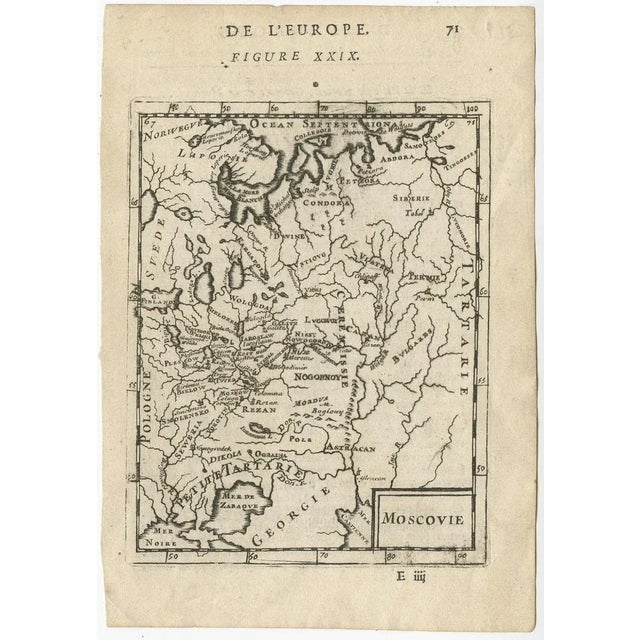 Antique map of modern day Ukraine and Russia titled ‚Moscovie‘. Miniature map of the Moscovia region by A.M. Mallet....