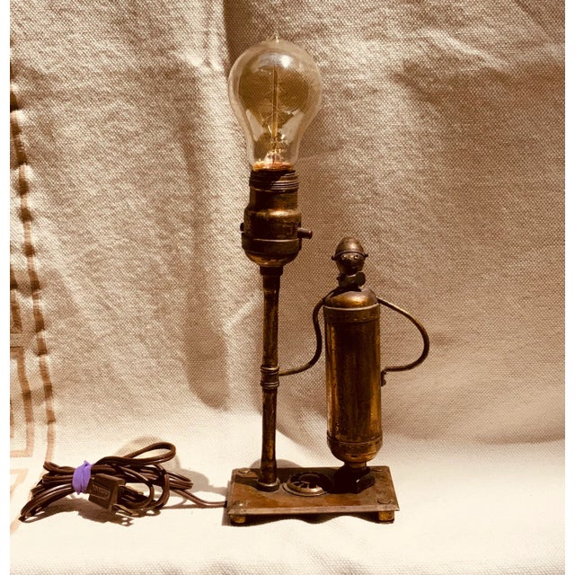 Charming c.1920s Handmade Brass Character Desk Lamp - Cape Cod Flea Market Find For Sale - Image 4 of 12