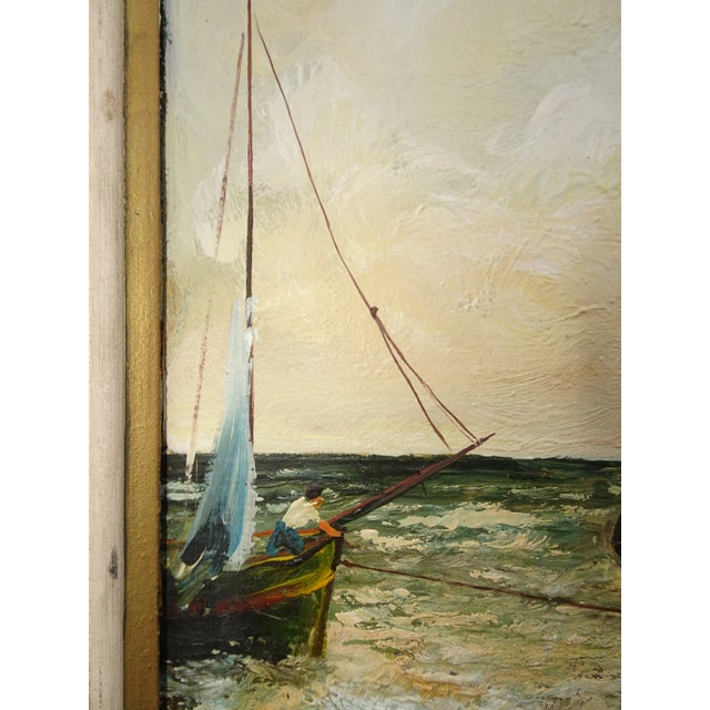 Vintage Oil Picture Painting 'Pulling Boat in From Ocean Signed P. H. Schuchard For Sale In Los Angeles - Image 6 of 13