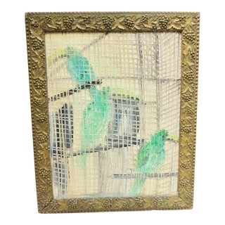 Hunt Slonem Emerald Touconettes 1980s Oil on Panel For Sale