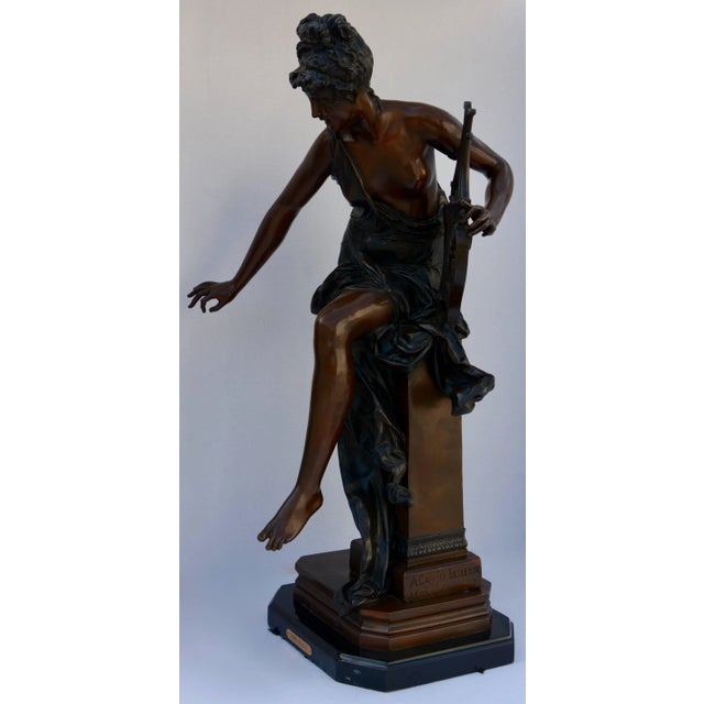 Albert Ernest Carrier-Belleuse 19th Century Le Melodie Bronze Statue by Albert-Ernest Carrier-Belleuse For Sale - Image 4 of 11
