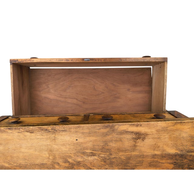 Antique St. Louis Holtgrewe-Vornbrock 3-Drawer Wood Chest With Original Label & Original Wood Wheel Casters For Sale - Image 14 of 16