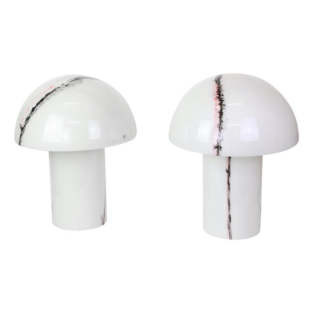 Large Glass Mushroom Table Lamp attributed to Peil & Putzler, Germany, 1970s For Sale