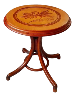 Bentwood Table with Intarsia Pattern Phoenix, 1890s