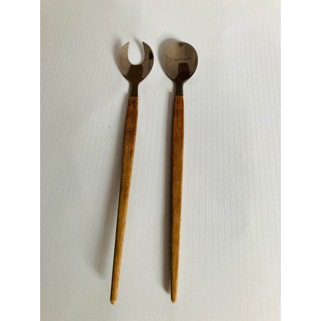 Midcentury Teak & Stainless Salad Utensils S/2 For Sale In New York - Image 6 of 6