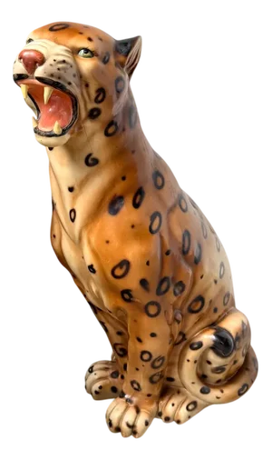 Italian Ceramic Leopard Sculpture Statue, 1970