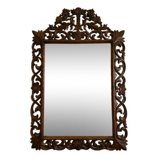 19th Century Mirror with Openwork Carved Wooden Pediment ​ For Sale