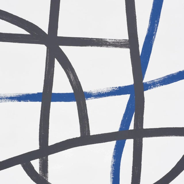 Contemporary Sample - Schumacher Abstratto Wallpaper in Black & Cobalt For Sale - Image 3 of 4