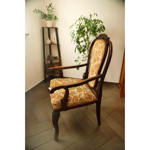 Beige Antique Queen Anne Revival Carver Armchair with Floral Tapestry Upholstery, 1890s For Sale - Image 8 of 18