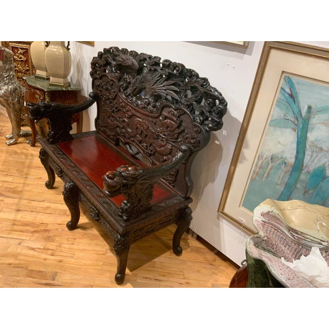 Asian Antique Antiques Oriental Bench For Sale - Image 3 of 8