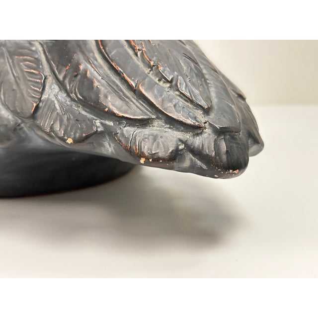 Vintage 1960s Black Ceramic Crane Bird Sculpture - Attributed to Enzo Alberton For Sale - Image 11 of 12