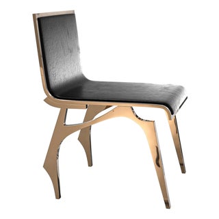 "Decisione" Chair With Bronze and Tailor Made Leather For Sale