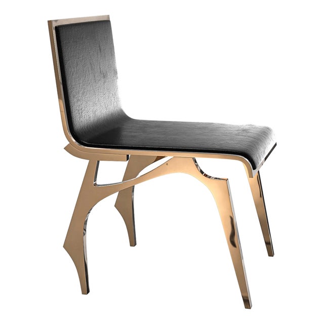 "Decisione" Chair With Bronze and Tailor Made Leather For Sale