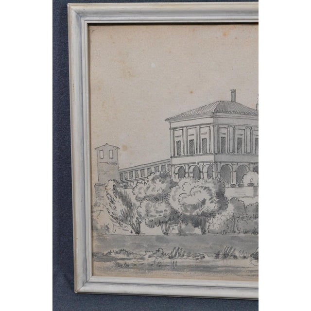 Early 19th Century Constant Bourgeois Du Castelet (1767–1841) Pair of Ink Wash Drawings — Views of Palaces in the Roman Countryside For Sale - Image 15 of 17