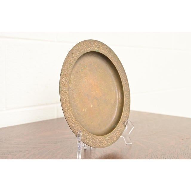 Early 20th Century Tiffany Studios New York Bronze Doré Plate With Decorative Border For Sale - Image 5 of 11
