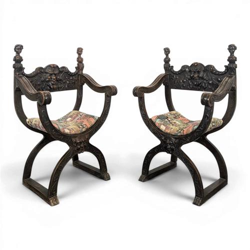Italian Baroque Curule Chairs, Set of 2 For Sale - Image 10 of 10