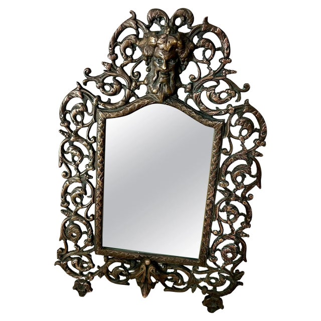 Brass and Copper P. E. Guerin Framed Mirror with Repousse Satyr For Sale - Image 12 of 12