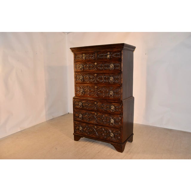 Brown 18th C. English Carved Chest on Chest For Sale - Image 8 of 12