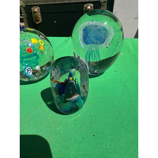 Trio of Glass Colorful Nautical Style Paperweights For Sale - Image 4 of 7