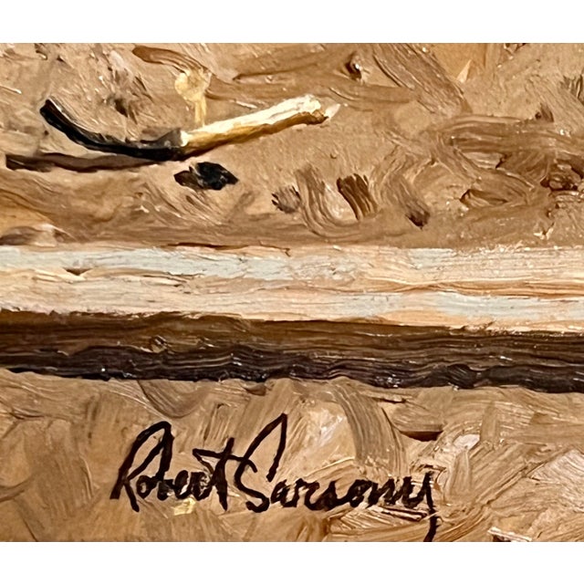 1970s Robert Sarsony, Vintage Americana Oil Painting, "Paper Box" Robert Sarsony, Aca Gallery For Sale - Image 5 of 11