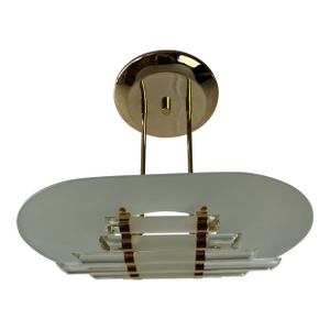 Mid-Century Modernist Skyscraper Glass Rod Chandelier With Brass Fittings