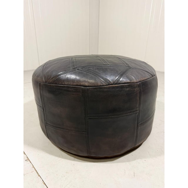 1970s Black Patchwork Leather Pouf from De Sede, 1970s For Sale - Image 5 of 9
