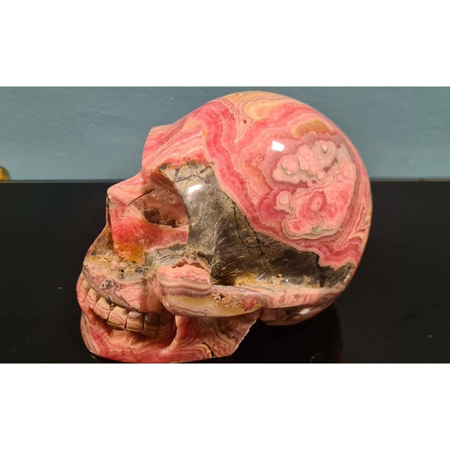 Black Skull in Rhodochrosite Mineral For Sale - Image 8 of 18