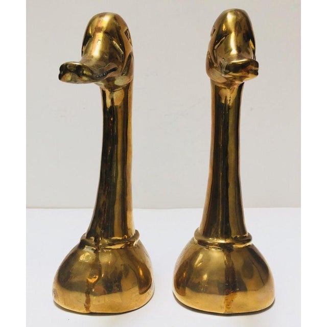 Pair of Large Mid-Century Brass Duck Head Bookends, Sarried Style, Circa 1950 For Sale - Image 10 of 17