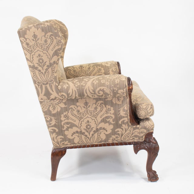 Chippendale Late 20th Century George II Style Walnut Wing Armchair by Mike Bell For Sale - Image 3 of 18