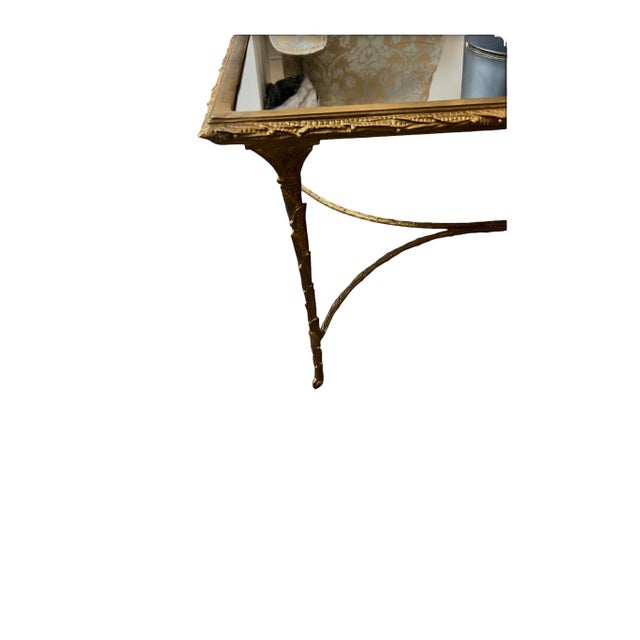 Mid-Century Modern 1960s Maison Bagues Style Gilded Bronze and Mirror Top Cocktail Table For Sale - Image 3 of 6