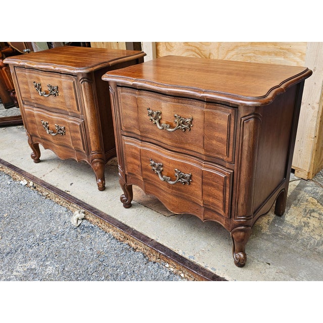 Wood 1960s Thomasville Provincial Style Fruitwood Bedside Chest For Sale - Image 7 of 11