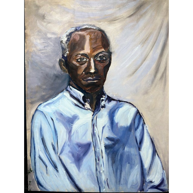 Contemporary Vintage Original Oil Painting Portrait of an African American Man For Sale - Image 3 of 12