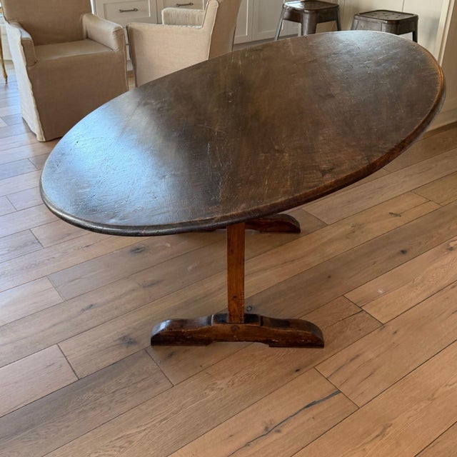Brown Early 19th Century French Walnut Vigneron Wine Tasting Tilt-Top Table For Sale - Image 8 of 15