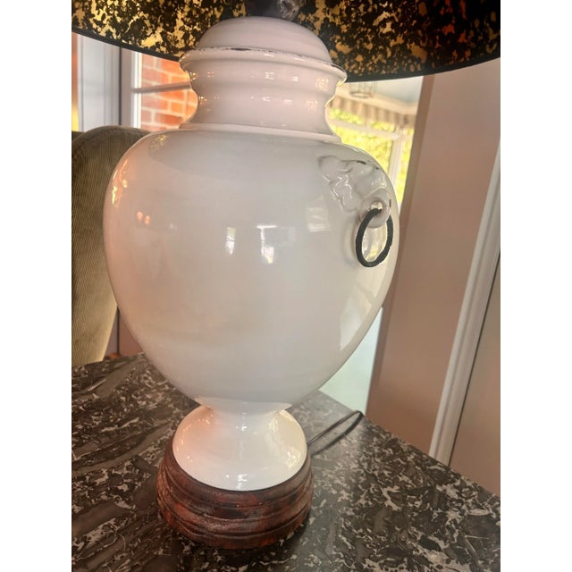 French Country 1990s Urn Style White Table Lamp For Sale - Image 3 of 4