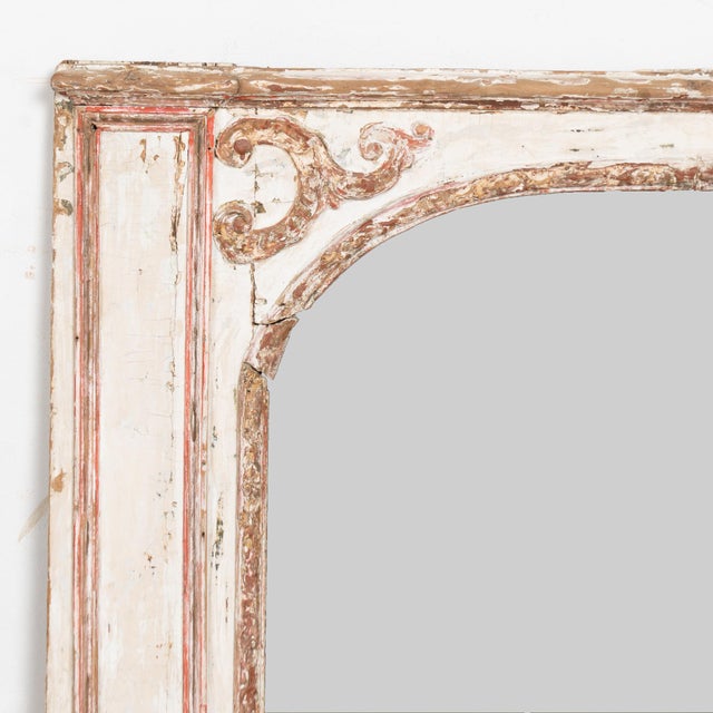 19th-century Swedish horizontal mirror crafted in pine, retaining its original white and red painted finish. The surface...