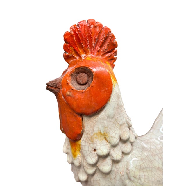 Luc Lanel A Rare Art Deco Porcelain Rooster Sculpture by Marjolaine & Luc Lanel For Sale - Image 4 of 6