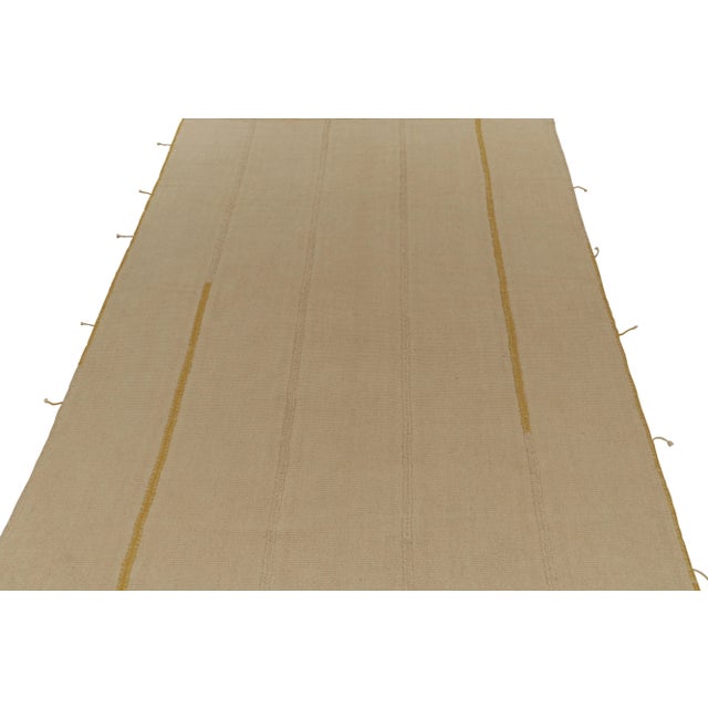 Contemporary Rug & Kilim’s Contemporary Kilim in Beige-Brown Panels With Ochre Accents For Sale - Image 3 of 8