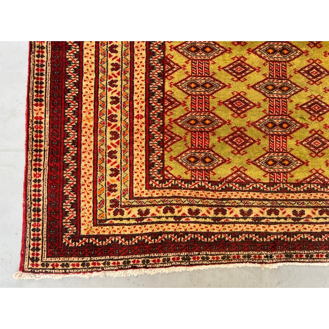 2000 - 2009 Vintage Afghan Zahir Shahi Green Diamond Rug - 7'4" X 3'9" For Sale - Image 5 of 12