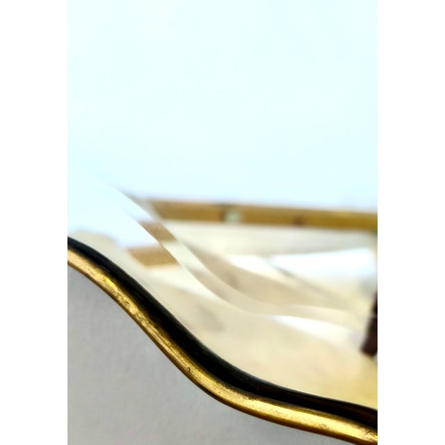 Gold Vintage Shield Shaped Wall Mirror with Brass Frame and Beveled Glass, Italy, 1960s For Sale - Image 8 of 9